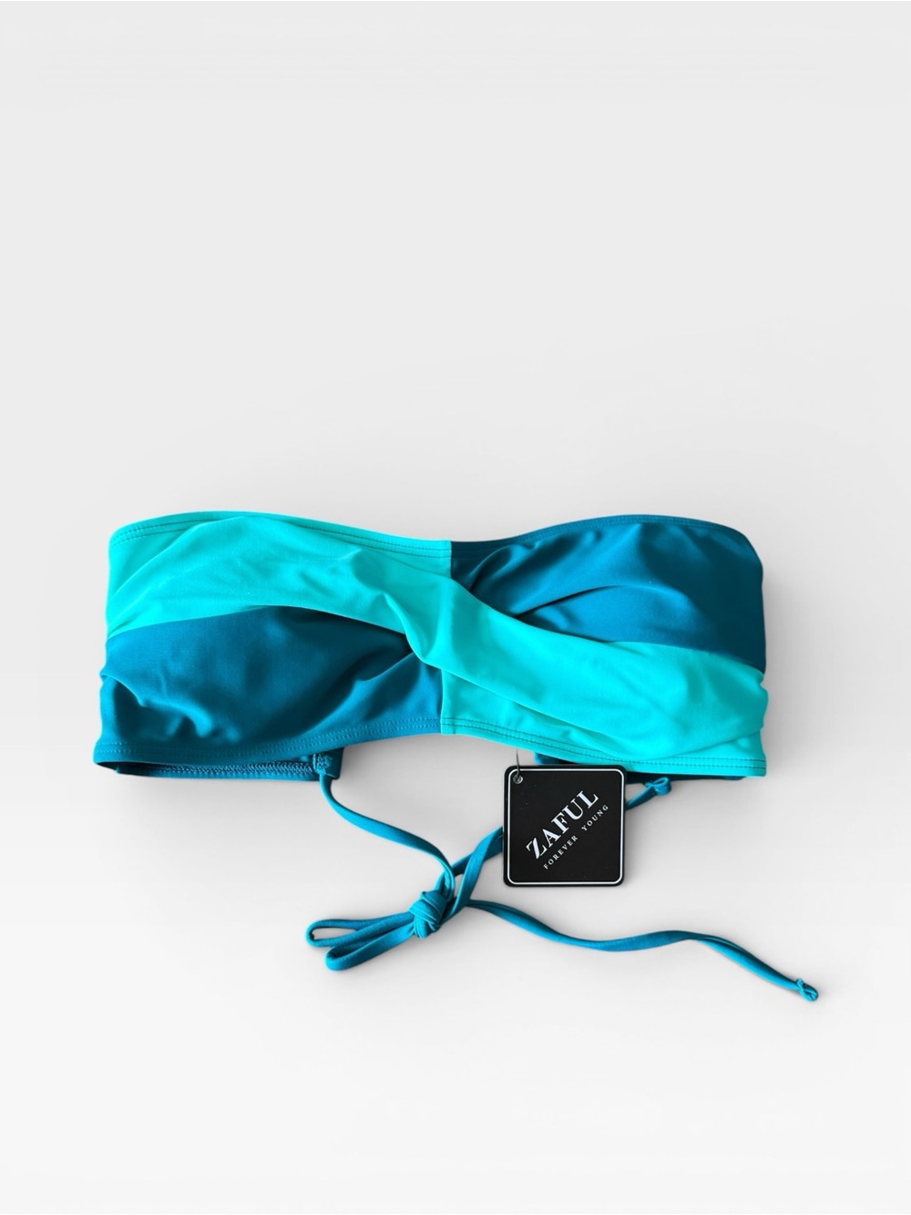 Zaful Teal Twist Bandeau Bikini Top